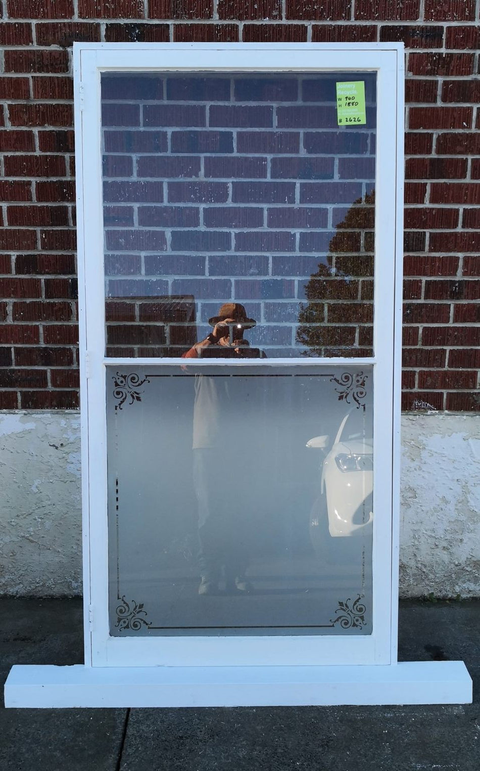 Etched Glass Privacy Wooden Window 940 W x 1880 H [#2626] Joinery Recycle
