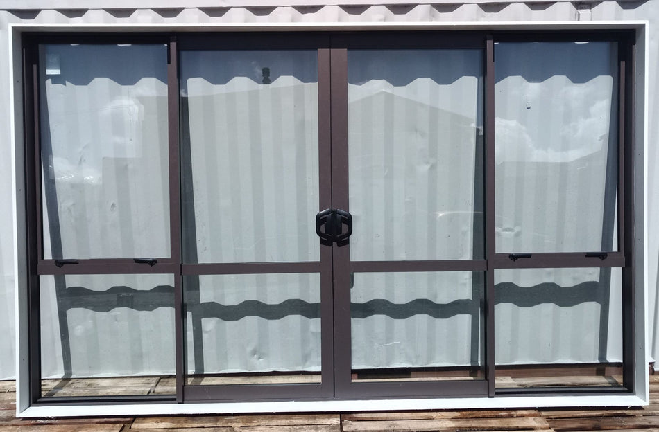 Double Glazed - Double Door Ranch Slider Brown 3600 W x 2200 H [#3043 SF] Joinery Recycle