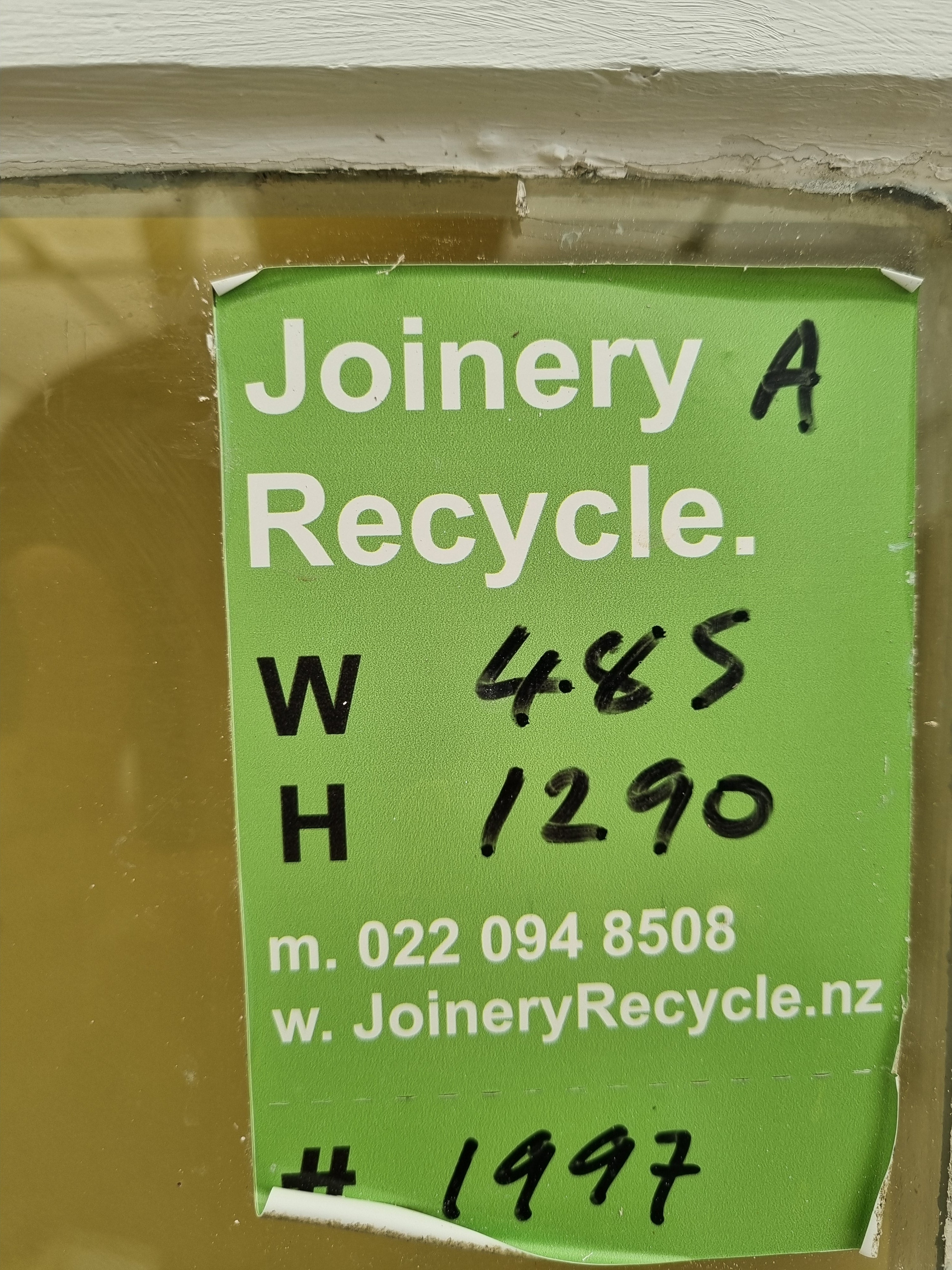 Wooden Window Sash 485 W x 1290 H [A] [#1997] Joinery Recycle