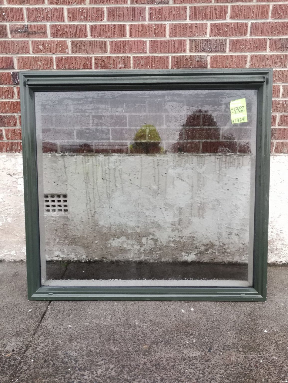 Aluminium Window Green 1200 W x 1130 H   [#1329] Joinery Recycle