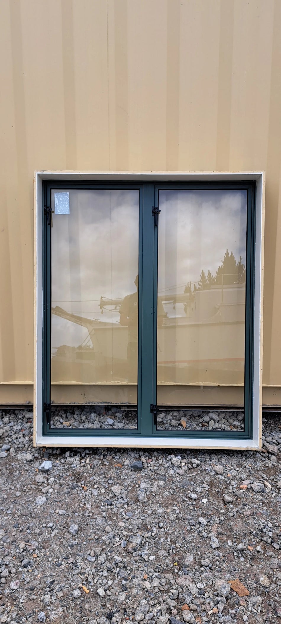 Green Aluminium Window 1200 W x 1450 H [#4068aSF] Joinery Recycle