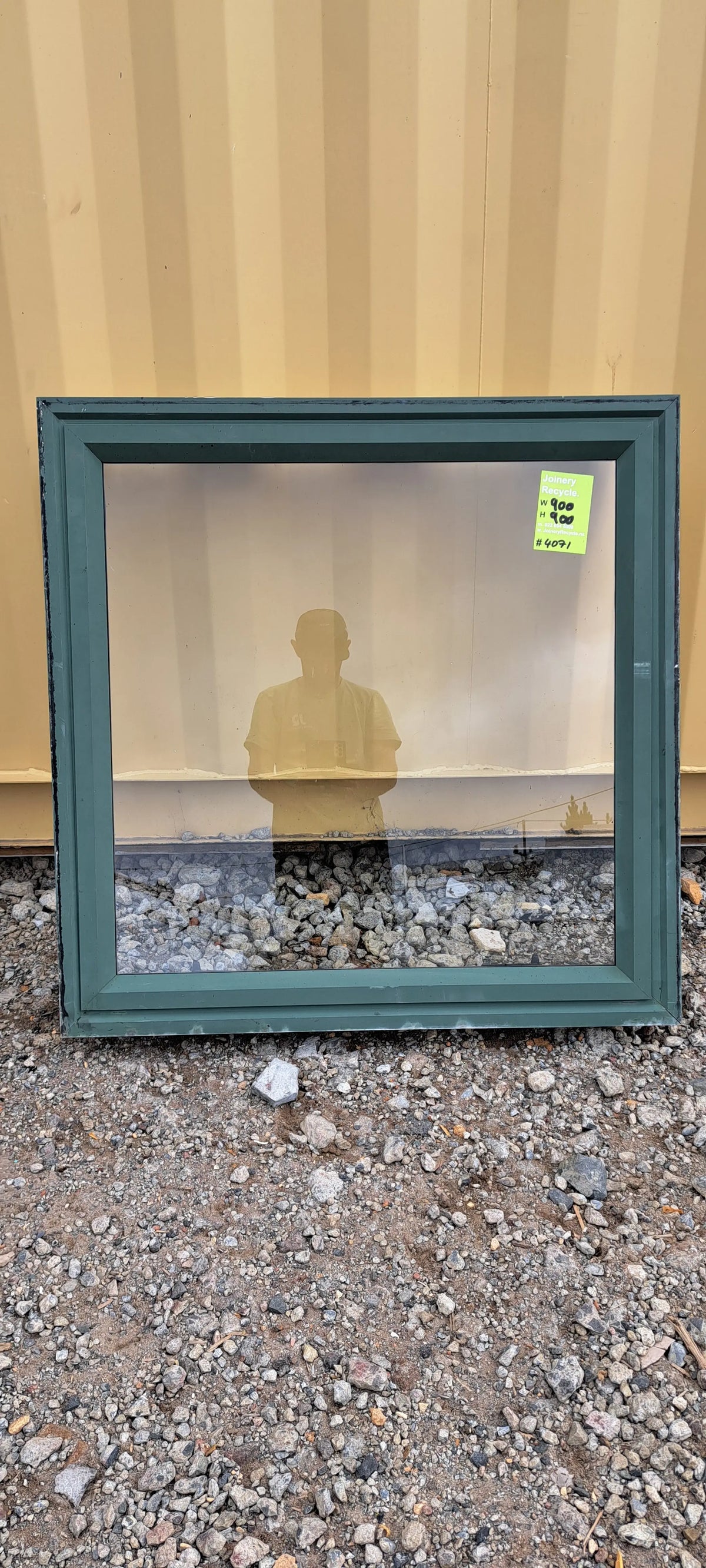 Green Aluminium Window 900 W x 900 H [#4071aSF] Joinery Recycle