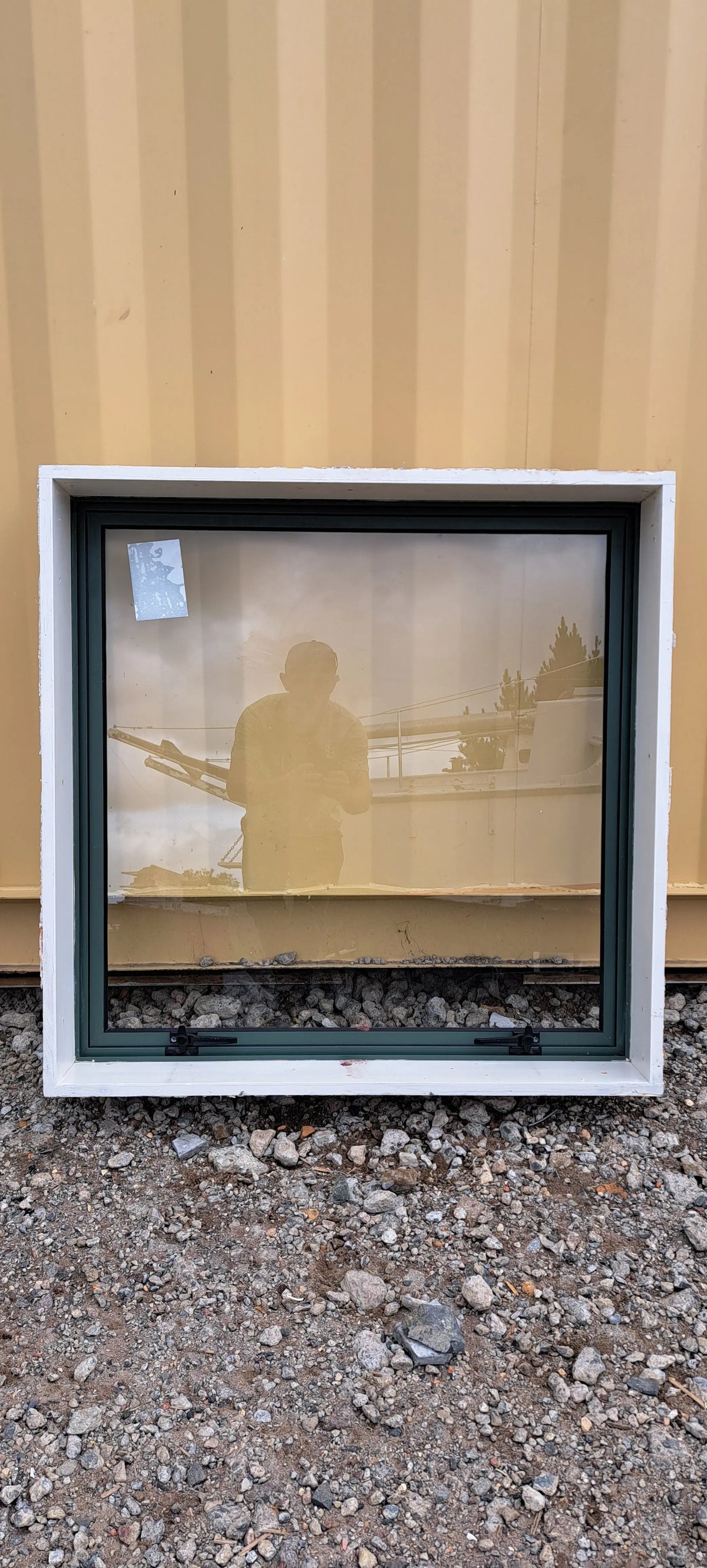 Green Aluminium Window 900 W x 900 H [#4071aSF] Joinery Recycle