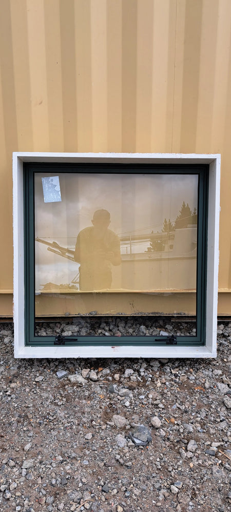 Green Aluminium Window 900 W x 900 H [#4071aSF] Joinery Recycle