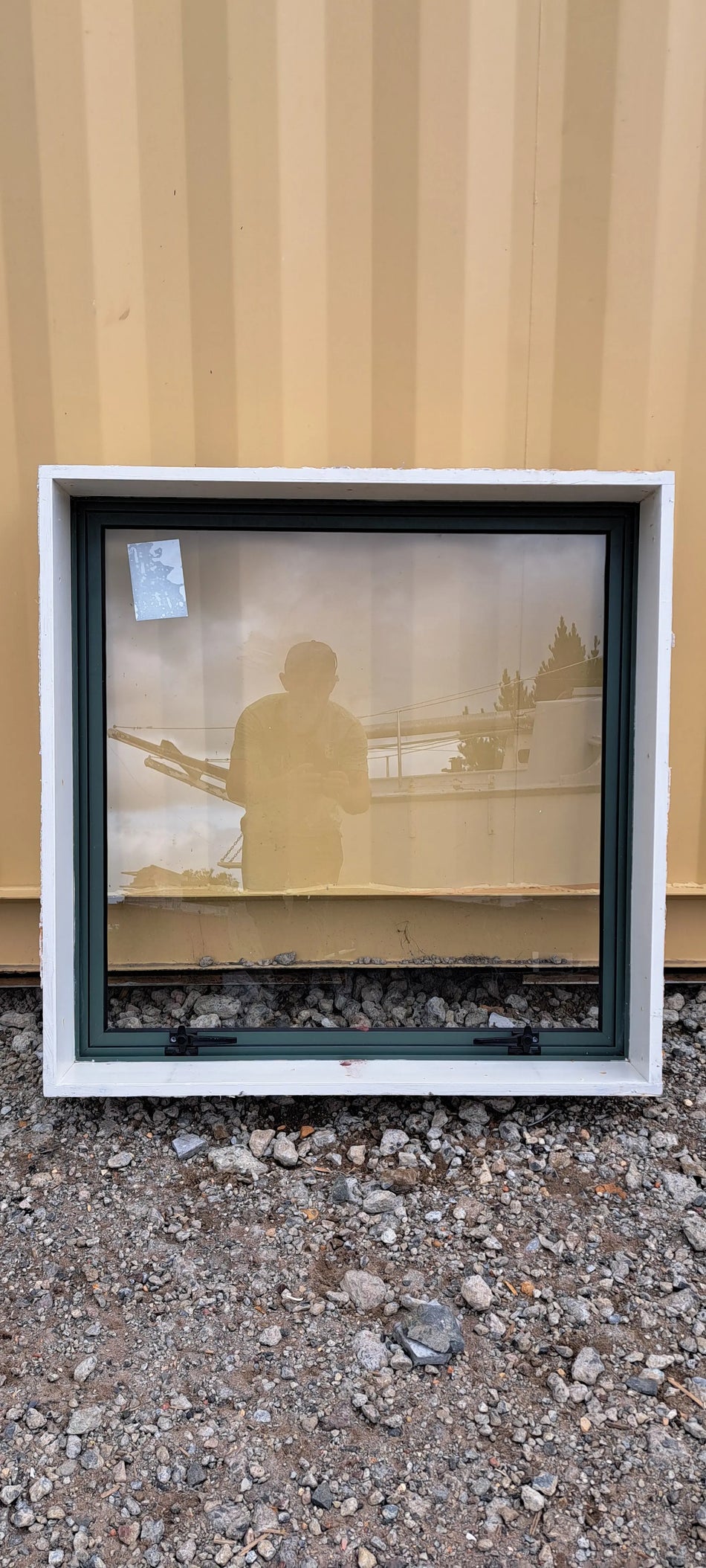 Green Aluminium Window 900 W x 900 H [#4071aSF] Joinery Recycle