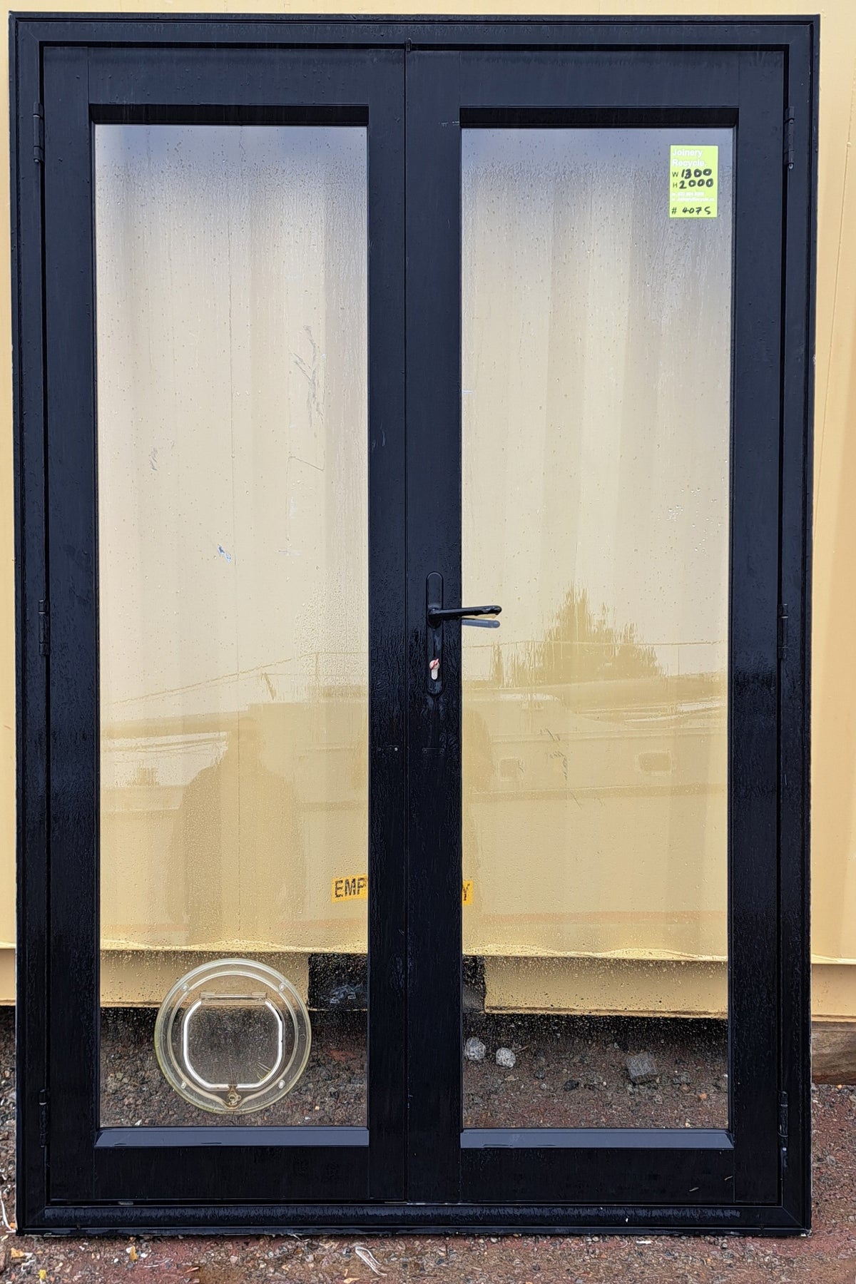 Aluminium French Door Black 1300 W x 2000 H [#4075 SF] Joinery Recycle