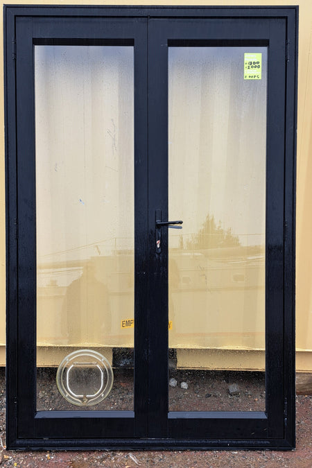 Aluminium French Door Black 1300 W x 2000 H [#4075 SF] Joinery Recycle
