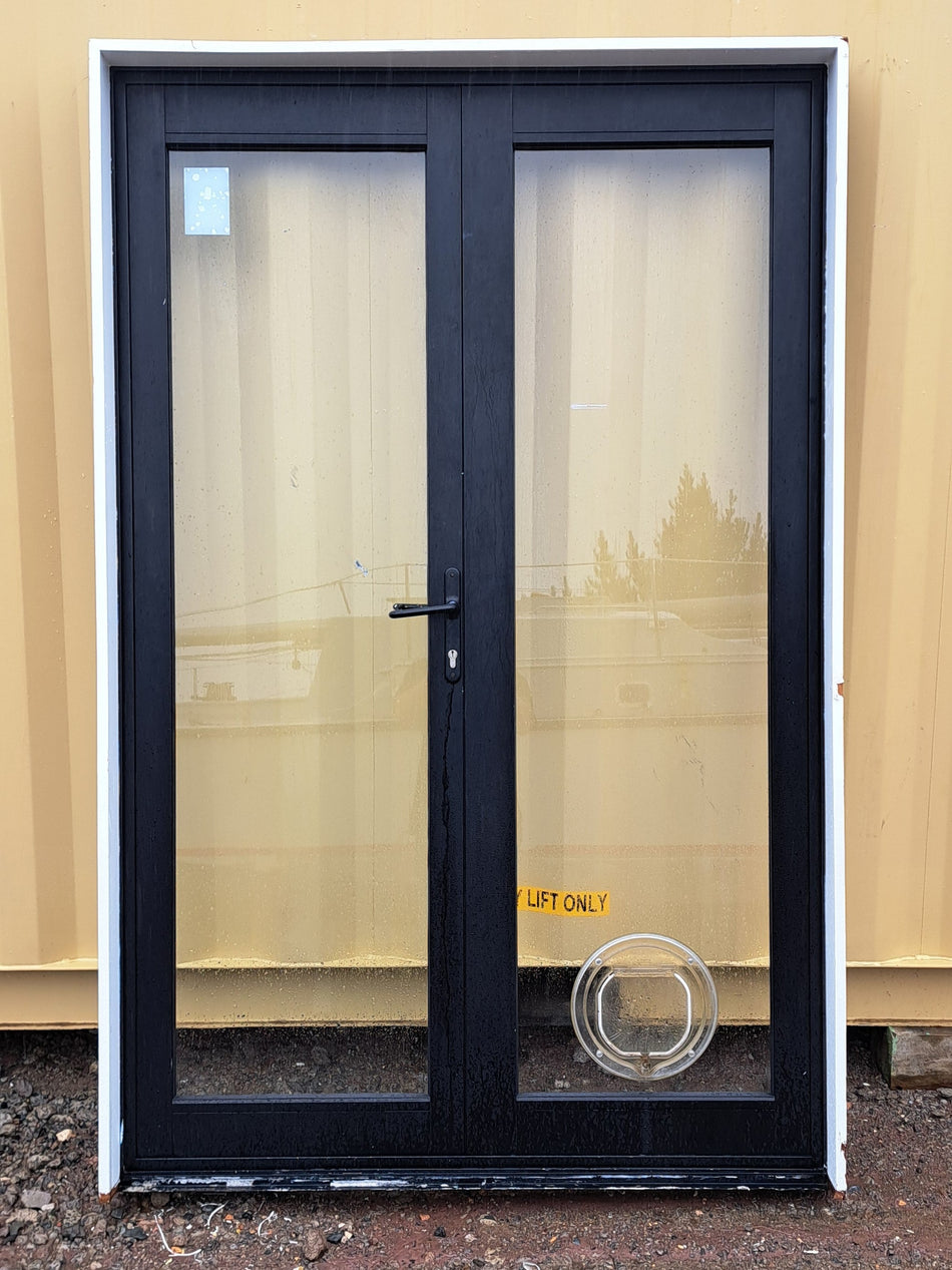 Aluminium French Door Black 1300 W x 2000 H [#4075 SF] Joinery Recycle