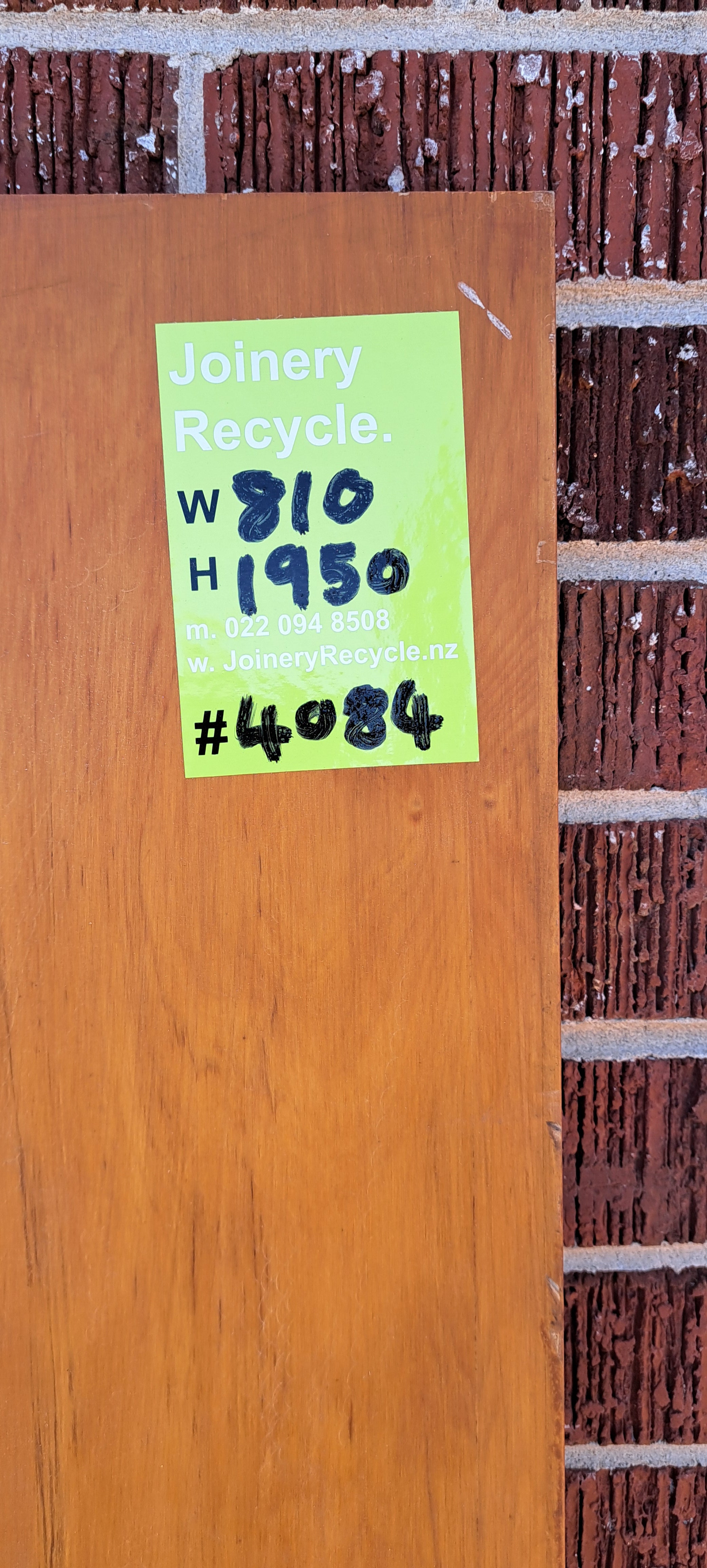 Interior Wooden Single Door 810 W x 1950 H [#4084a MA] Joinery Recycle
