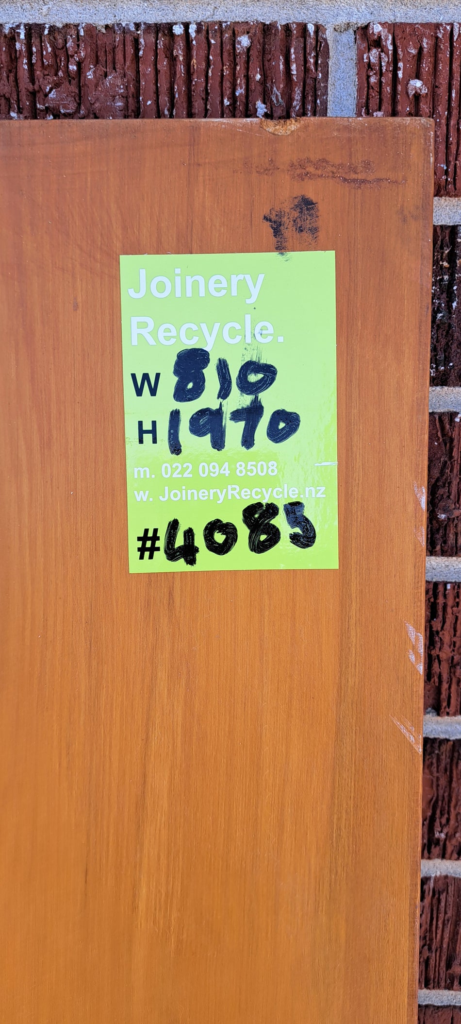 Interior Wooden Single Door 810 W x 1970 H [#4085a MA] Joinery Recycle