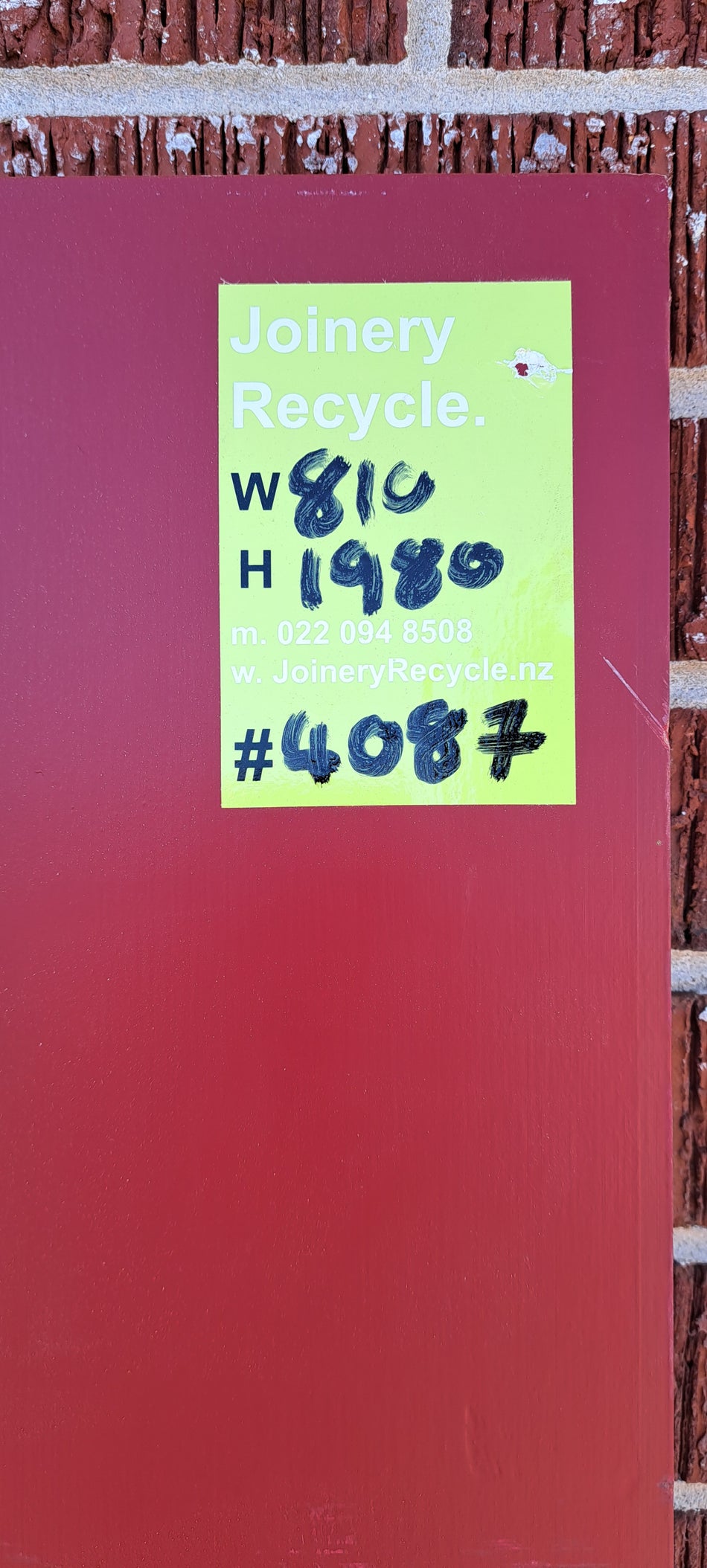 Interior Wooden Single Door 810 W x 1980 H [#4087a MA] Joinery Recycle