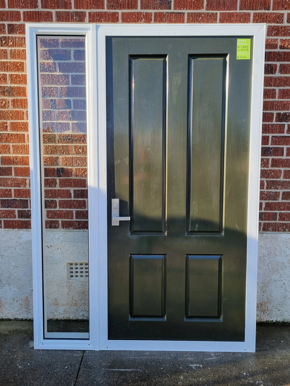 Solid Wood and Aluminium Entrance Door with Side Light 1400 W x 2015 H [#4124 MA] Joinery Recycle