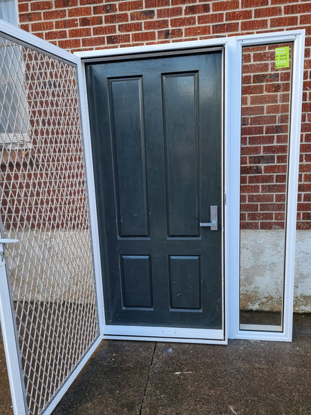 Entrance Door with Sidelight and Security Screen door  1400 W x 2010 H [#4166] Joinery Recycle