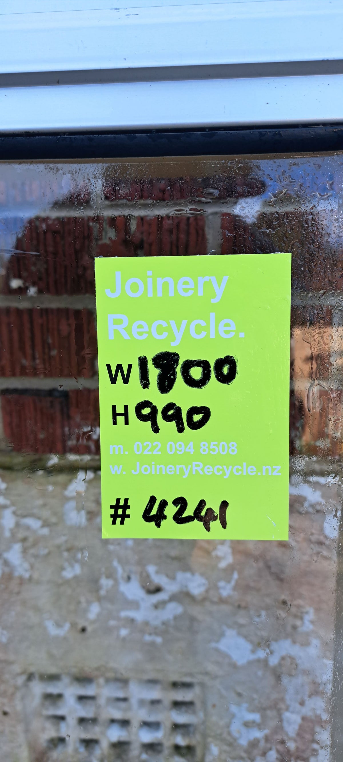 Aluminium Window Colour  1800 W  x 990  H  [#4241  TEMP MA SF] Joinery Recycle
