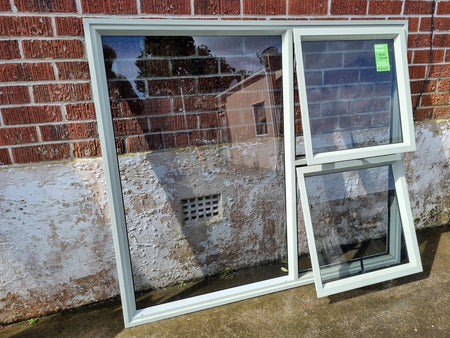 Aluminium Window Green  1400 W  x  1200 H  [#4469 MA] Joinery Recycle