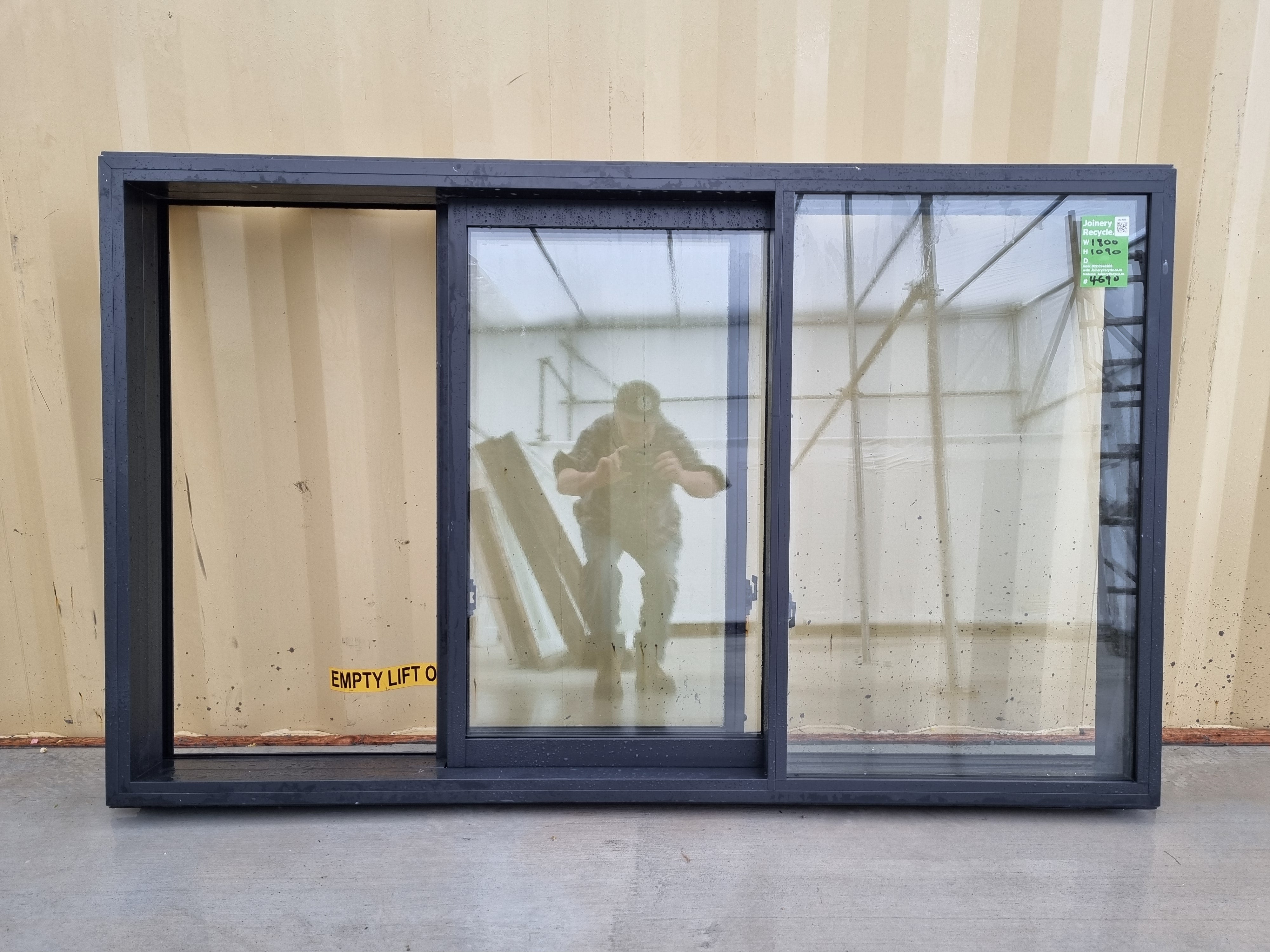 *NEW* Sliding Stacker Aluminium Window Black   1800 W  x 1090 H [#4690] Joinery Recycle