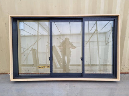 *NEW* Sliding Stacker Aluminium Window Black   1800 W  x 1090 H [#4690] Joinery Recycle