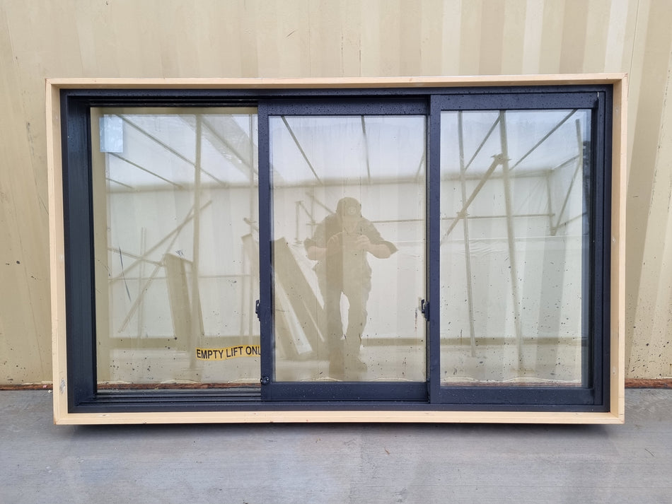 *NEW* Sliding Stacker Aluminium Window Black   1800 W  x 1090 H [#4690] Joinery Recycle