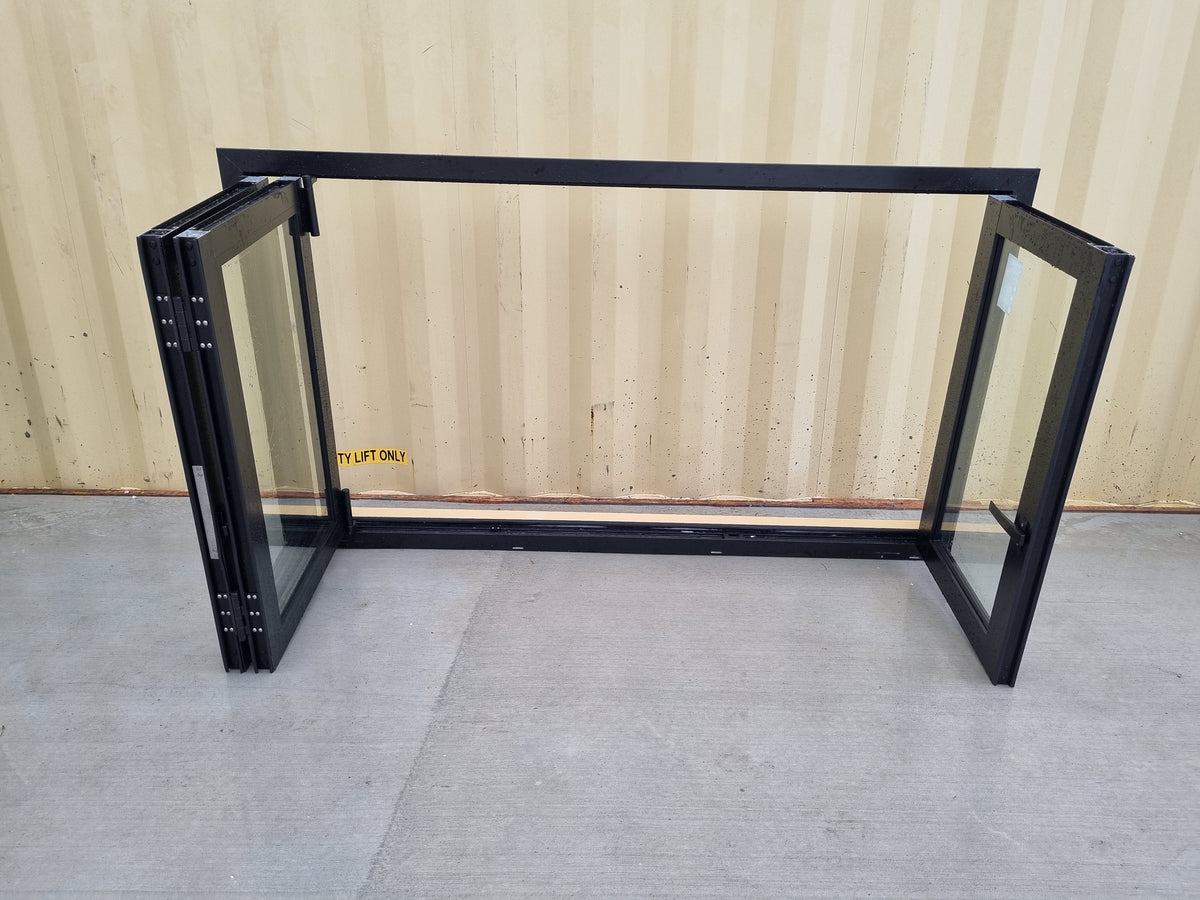 *NEW* Bifold Aluminium Window Black  1800 W  x 1000 H [#4691] Joinery Recycle