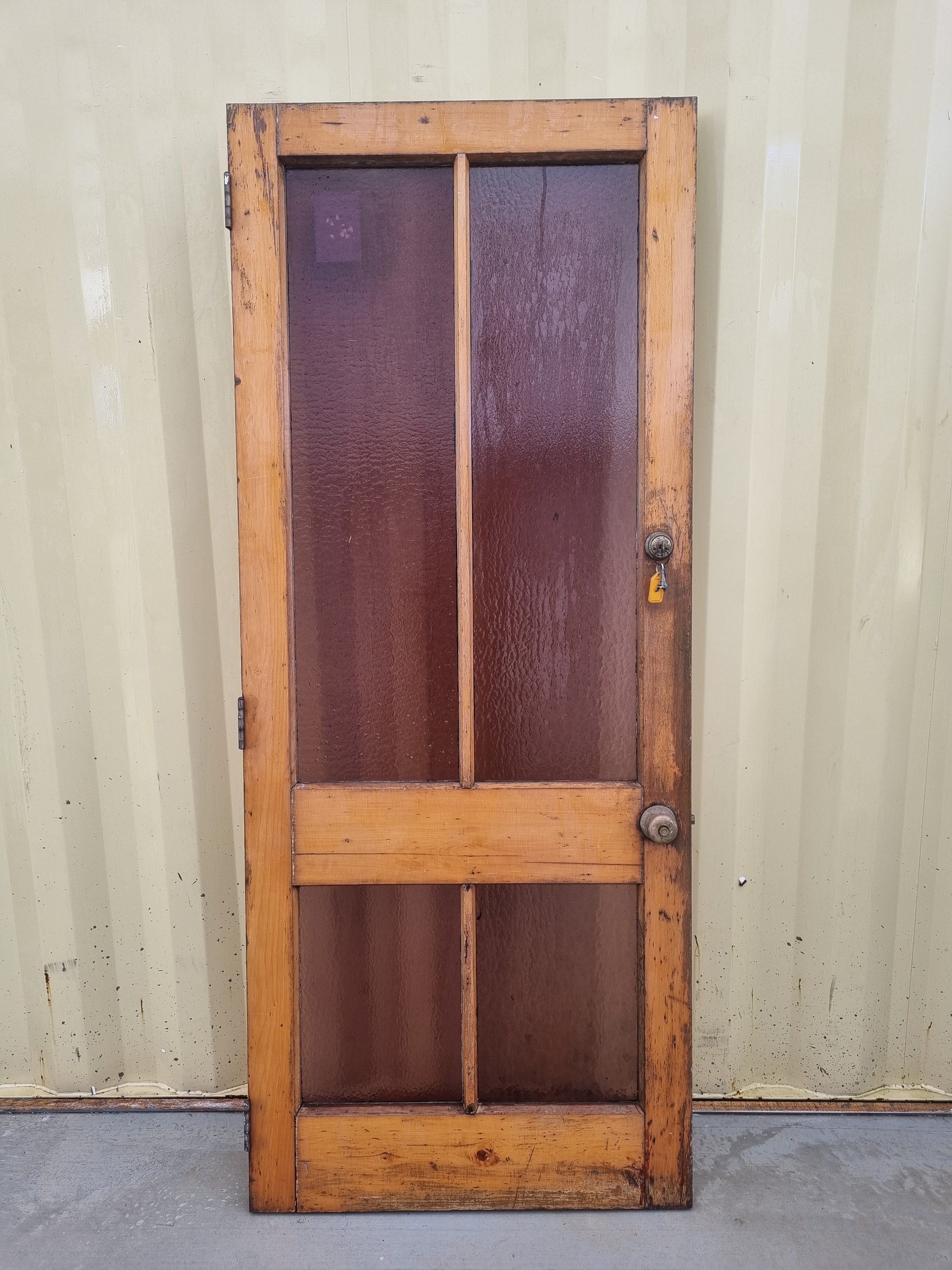Wood and Glass Single Door Leaf 810 W x 1980 H [#1419] Joinery Recycle