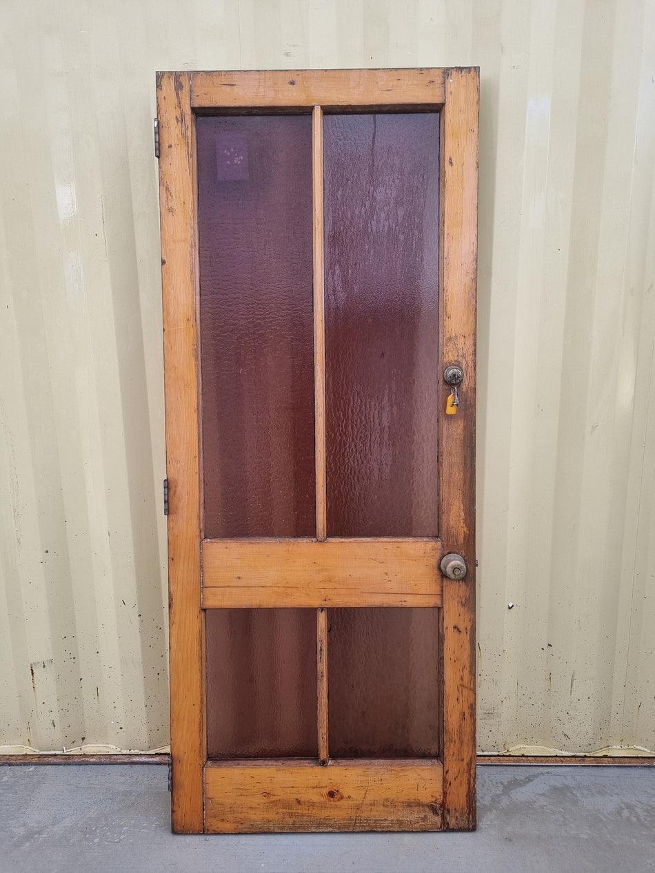 Wood and Glass Single Door Leaf 810 W x 1980 H [#1419] Joinery Recycle