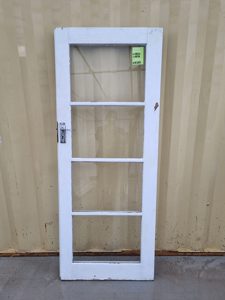Wood and Glass Single Door Leaf  1520 W x 1920 H [#4353] Joinery Recycle