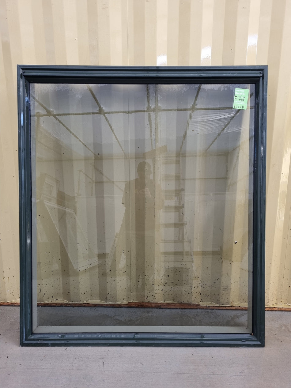 Aluminium Window Dark Green   1400 W  x 1600 H [#1317] Joinery Recycle