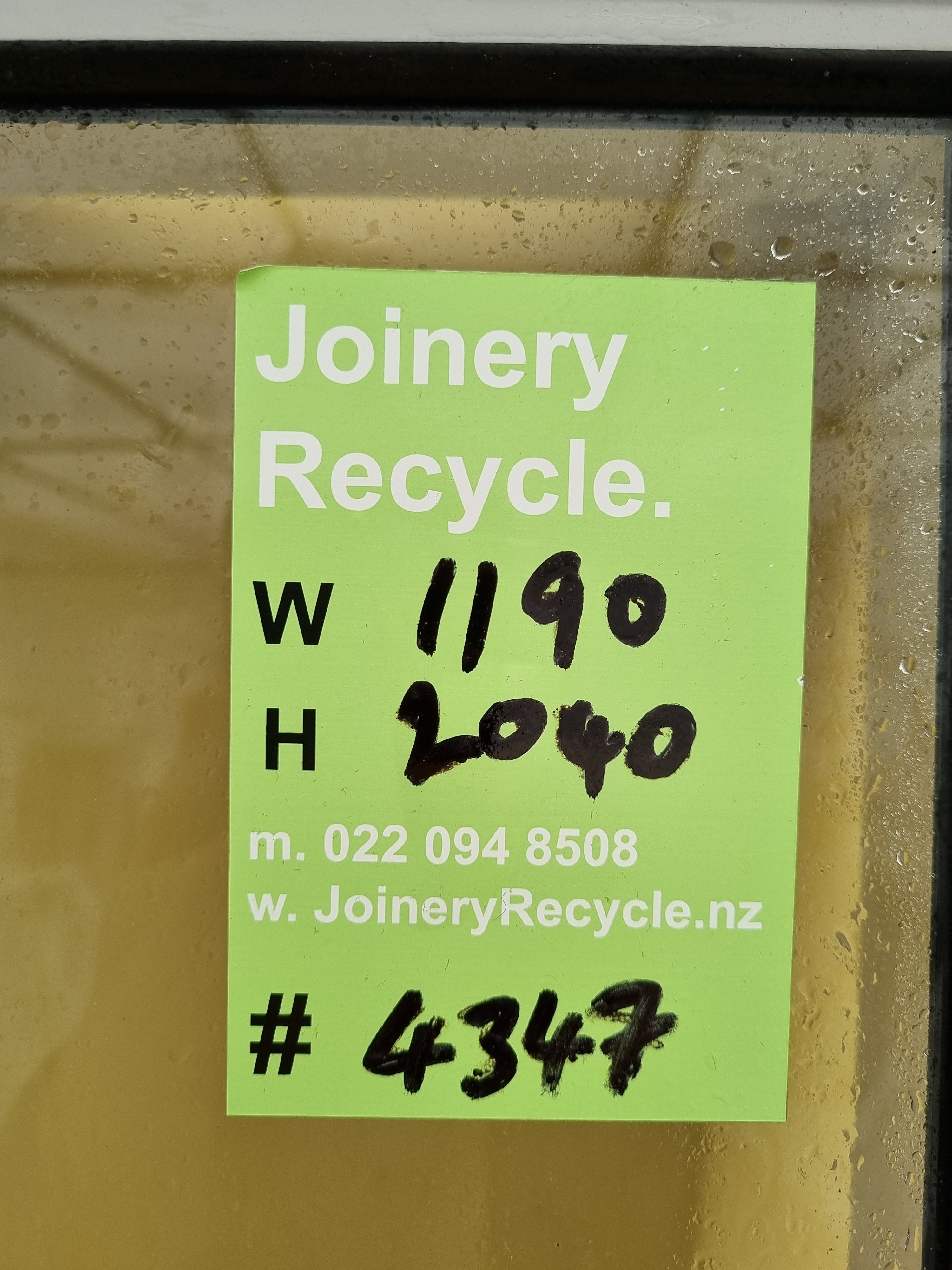 Aluminium Window White   1190 W  x 2040  H  [#4347] Joinery Recycle