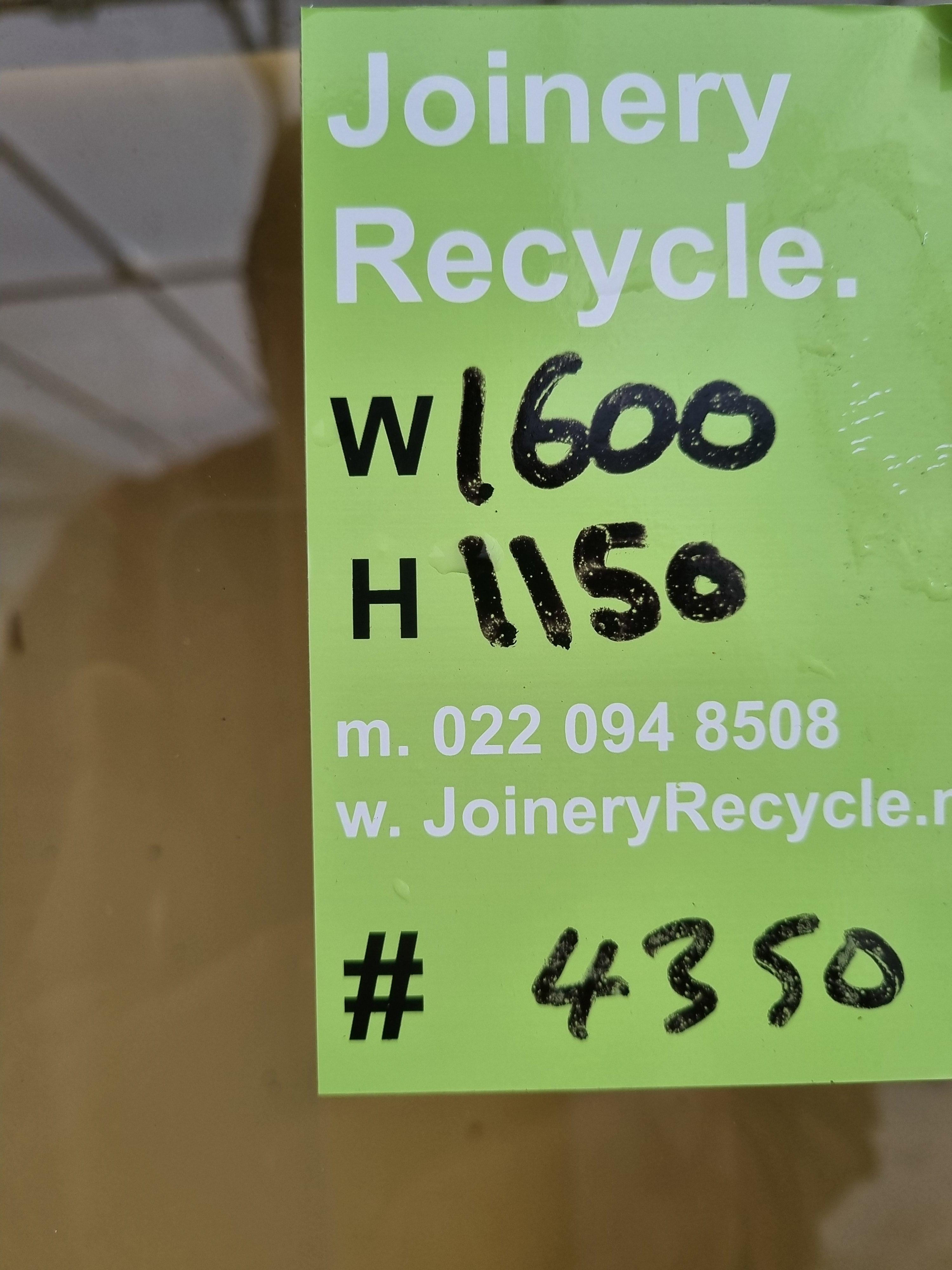 Aluminium Sliding Window Grey 1600 W  x 1150 H [#4350] Joinery Recycle