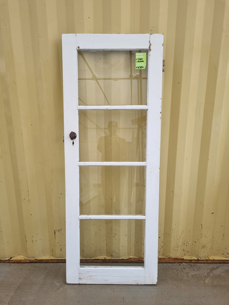 Wood and Glass Single Door Leaf 760 W x 1960 H [#4365] Joinery Recycle