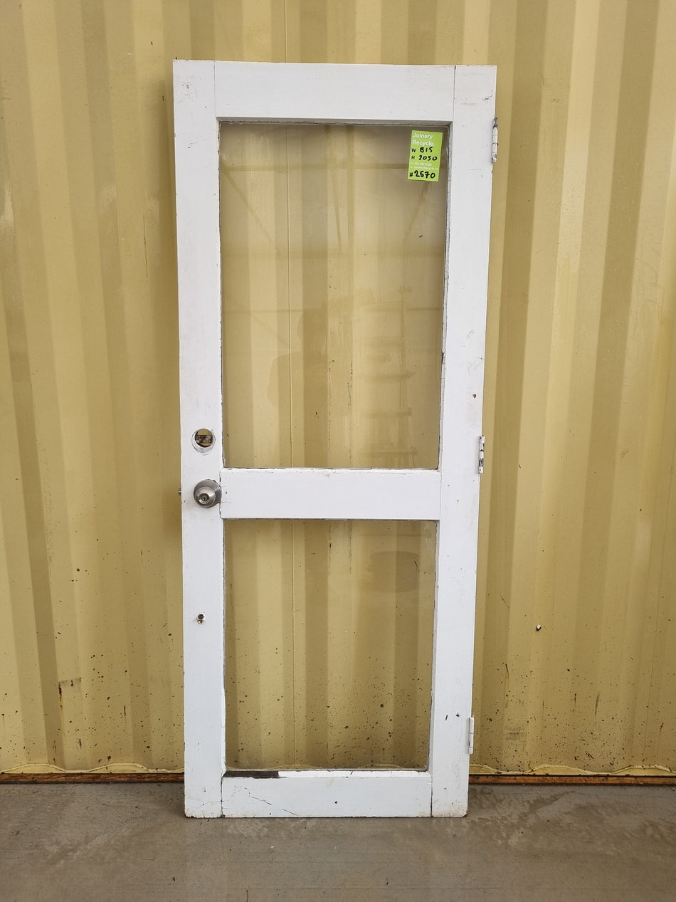 Wood and Glass Single Door Leaf  760 W x 2020 H [#4185] Joinery Recycle