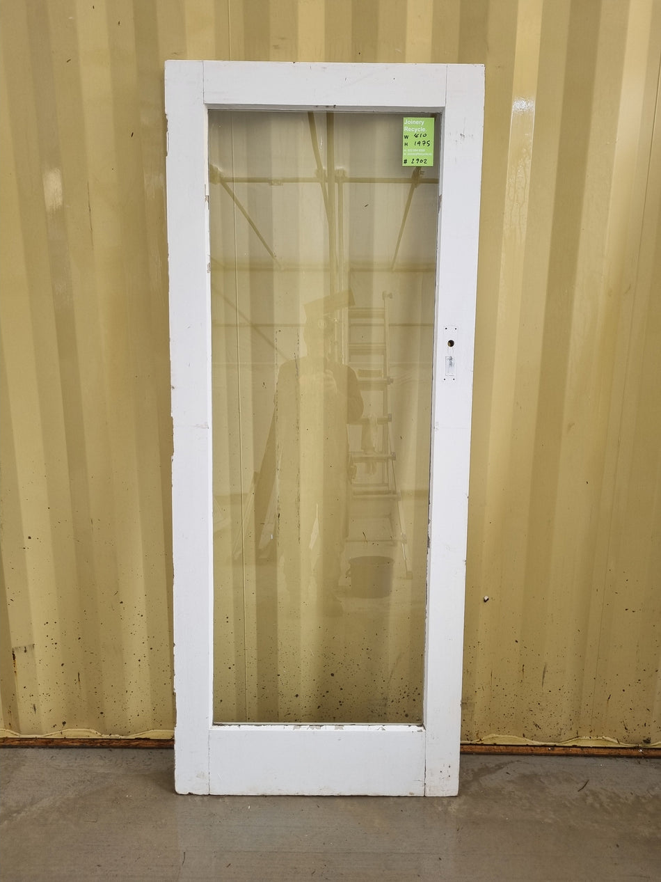 Wood and Glass Single Door Leaf  815 W x 1985 H [#1282] Joinery Recycle