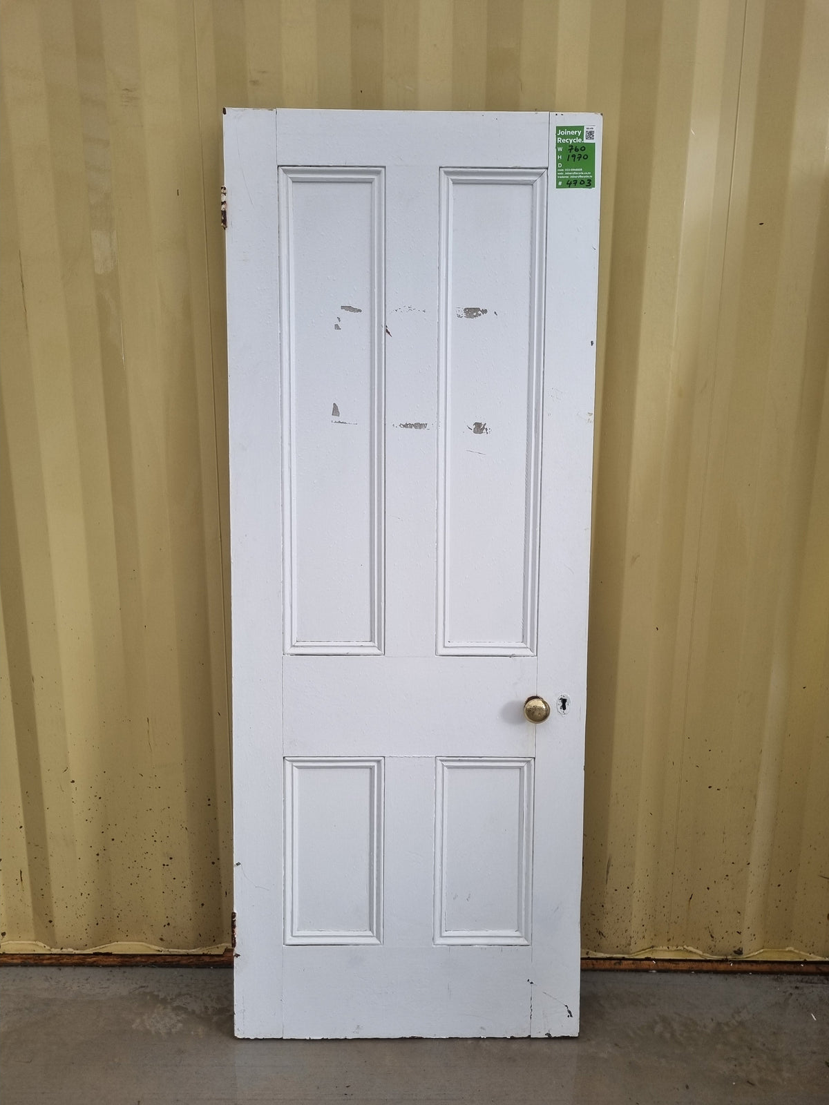 Solid Wood Internal Villa 4 Panel Door    760 W  x  1970 H  [#4703] Joinery Recycle