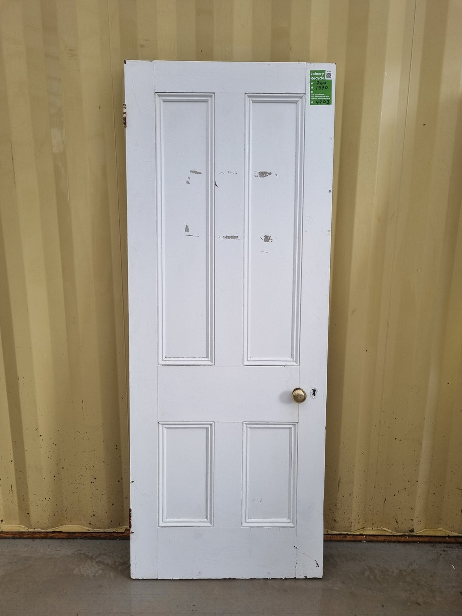Solid Wood Internal Villa 4 Panel Door    760 W  x  1970 H  [#4703] Joinery Recycle