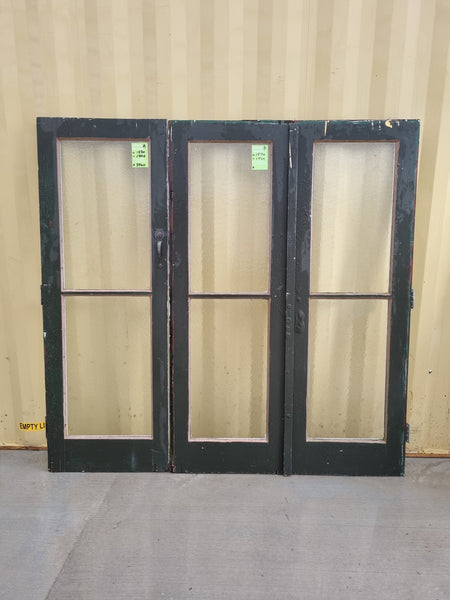 Wood and Glass Bifold Door Leafs   1870 W x 1800 H [#3940] Joinery Recycle