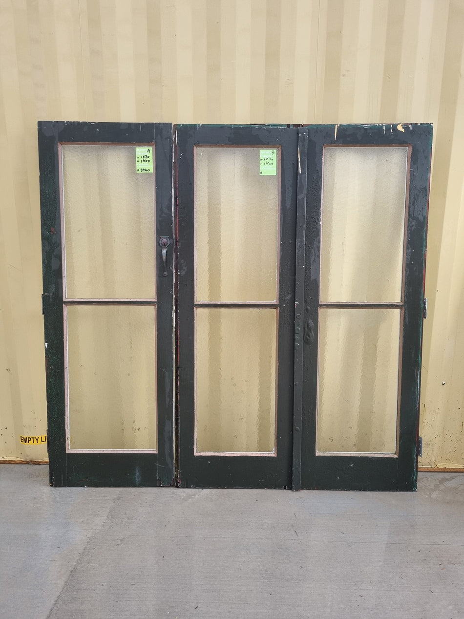 Wood and Glass Bifold Door Leafs   1870 W x 1800 H [#3940] Joinery Recycle