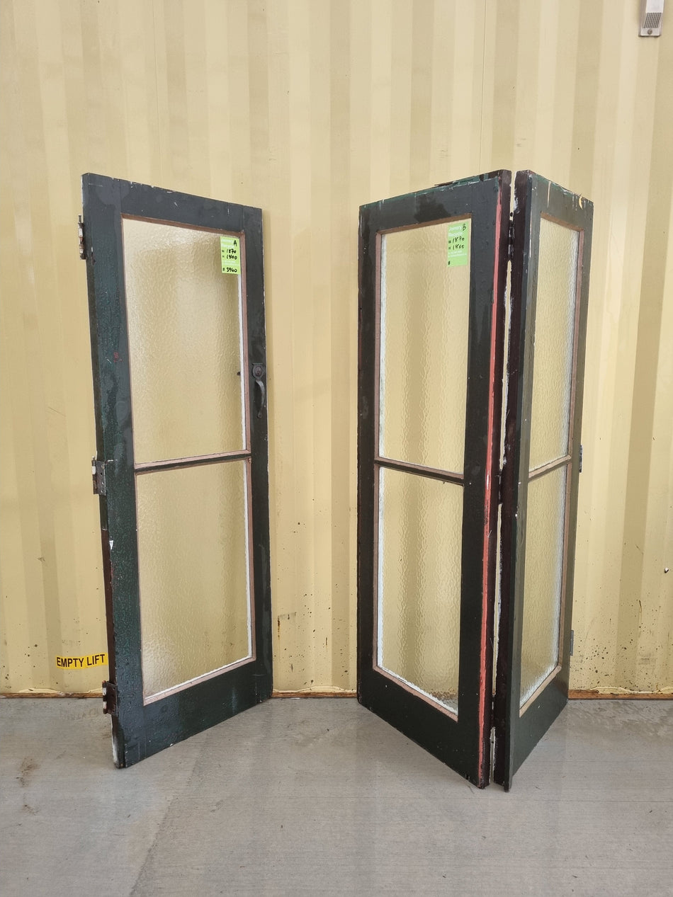Wood and Glass Bifold Door Leafs   1870 W x 1800 H [#3940] Joinery Recycle