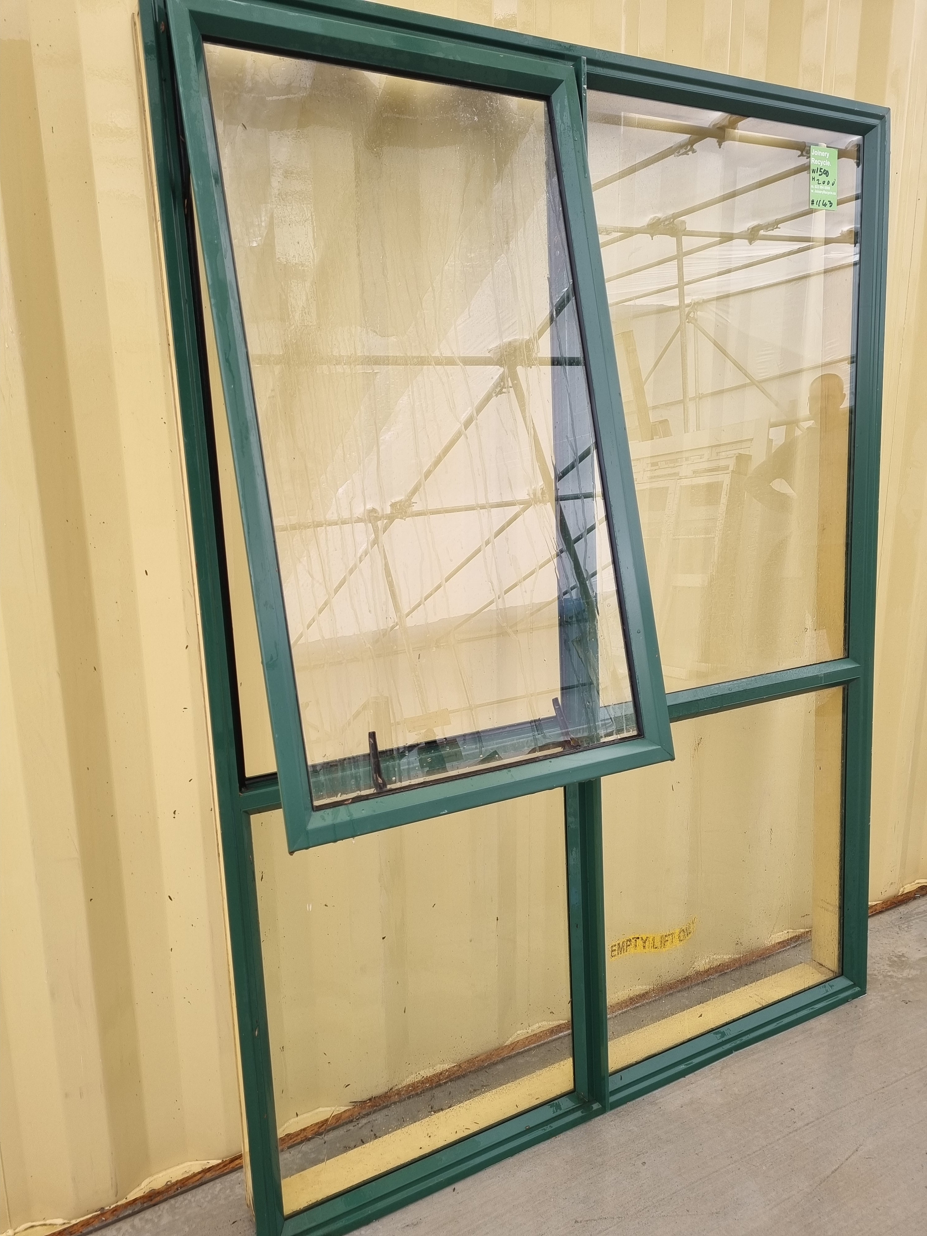 Aluminium Window Green 1500 W  x 2000 H [#1143] Joinery Recycle