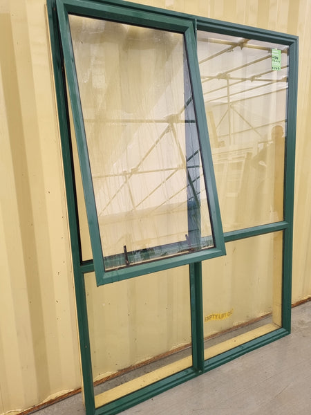 Aluminium Window Green 1500 W  x 2000 H [#1143] Joinery Recycle