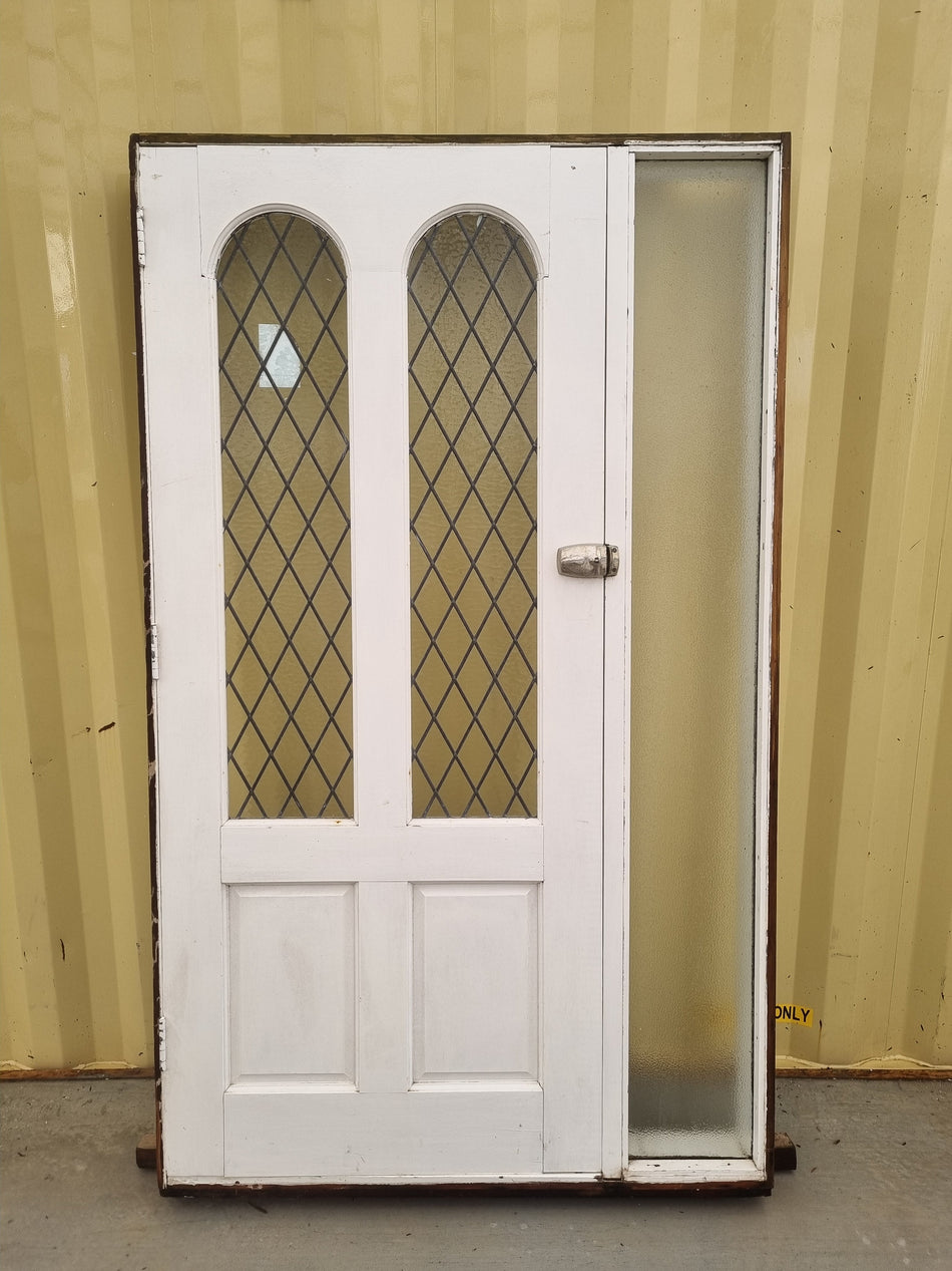 Leadlight Entrance Door with Sidelight  1220 W x 2060 H [#1642] Joinery Recycle