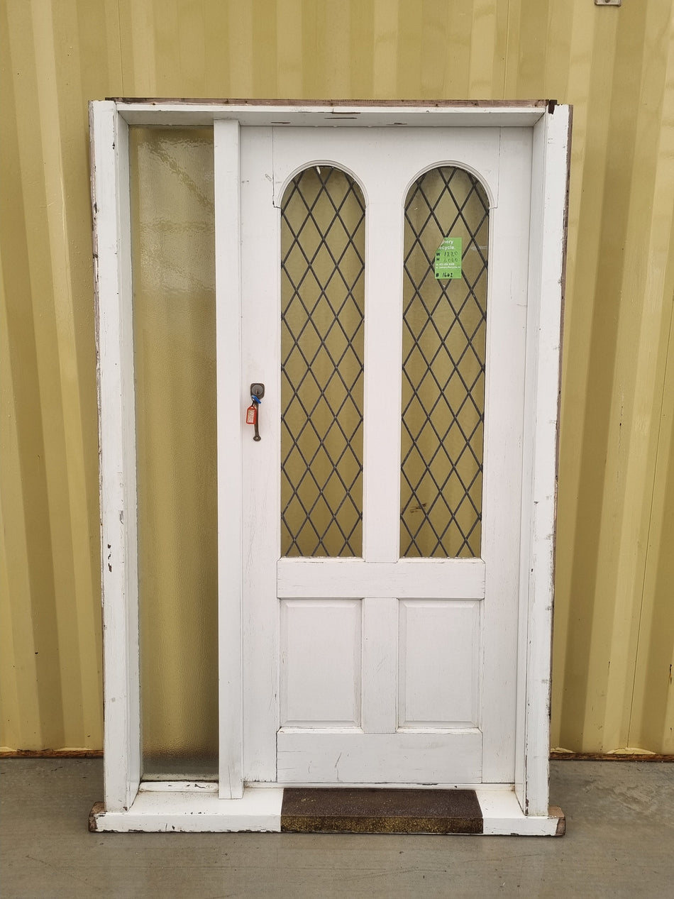 Leadlight Entrance Door with Sidelight  1220 W x 2060 H [#1642] Joinery Recycle