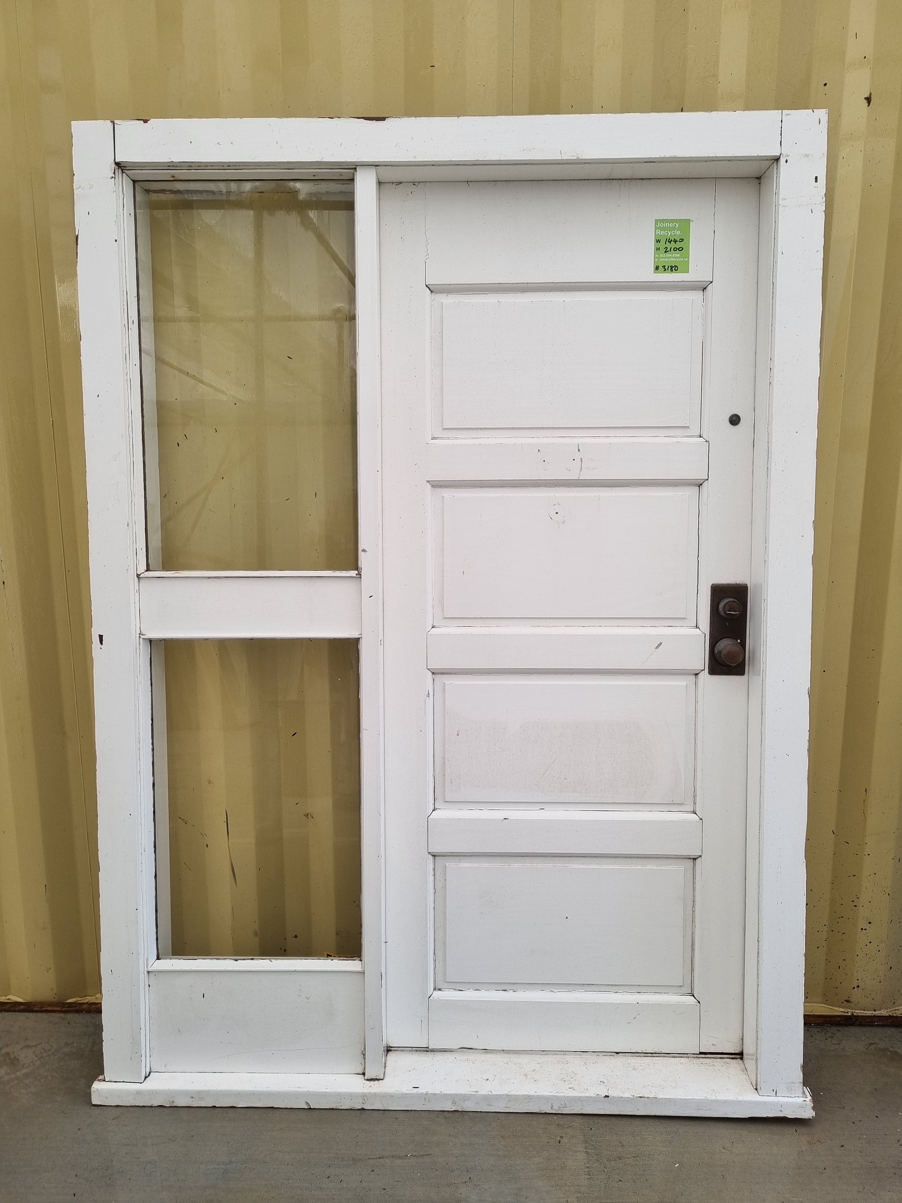 Solid Wood Entrance Door with Sidelight  1440 W x 2100 H [#3180] Joinery Recycle