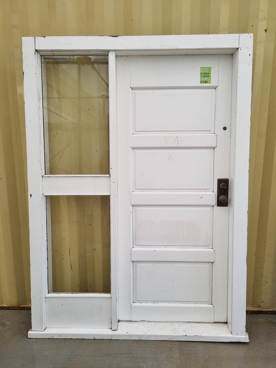 Solid Wood Entrance Door with Sidelight  1440 W x 2100 H [#3180] Joinery Recycle