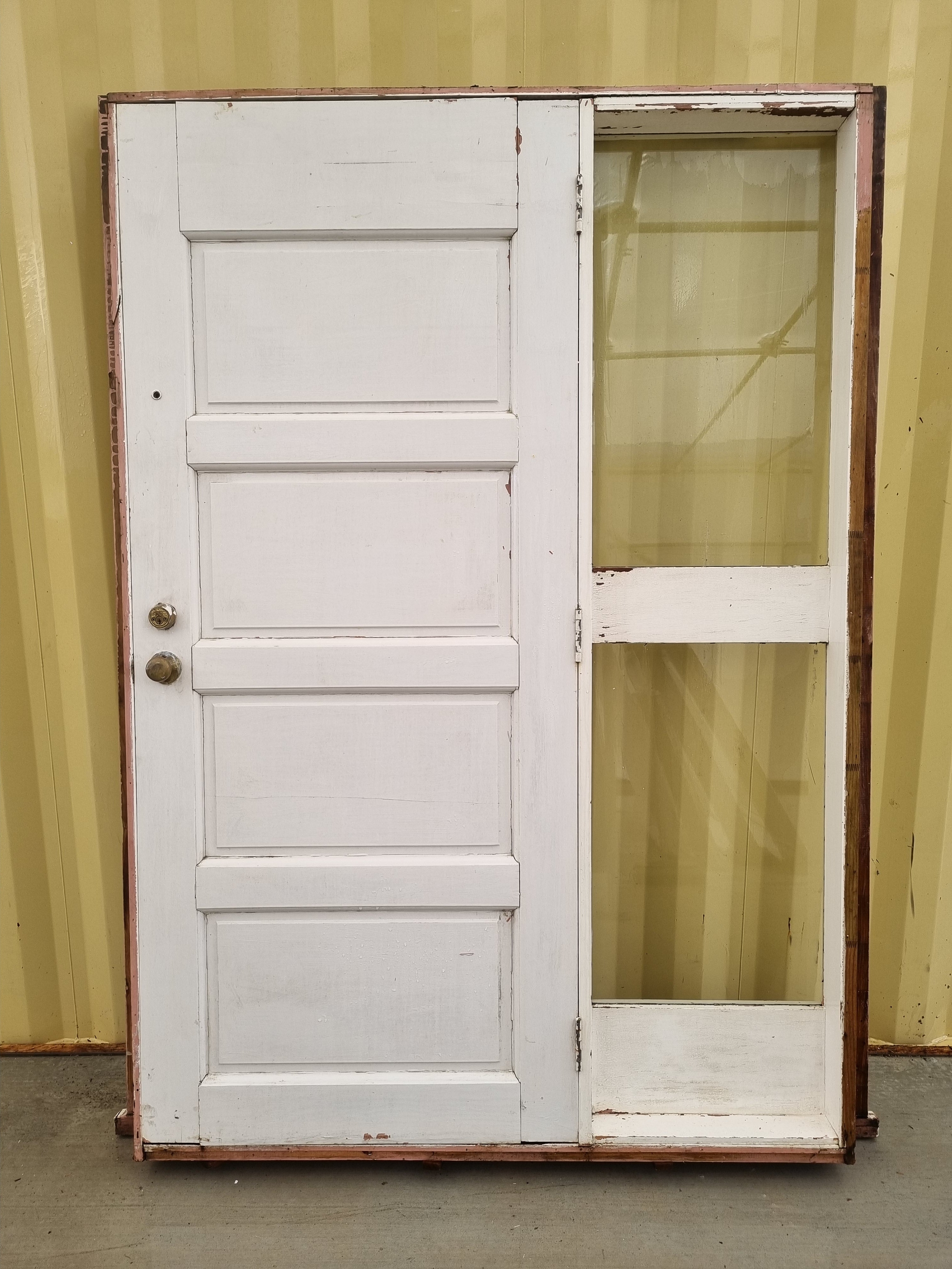Solid Wood Entrance Door with Sidelight  1440 W x 2100 H [#3180] Joinery Recycle