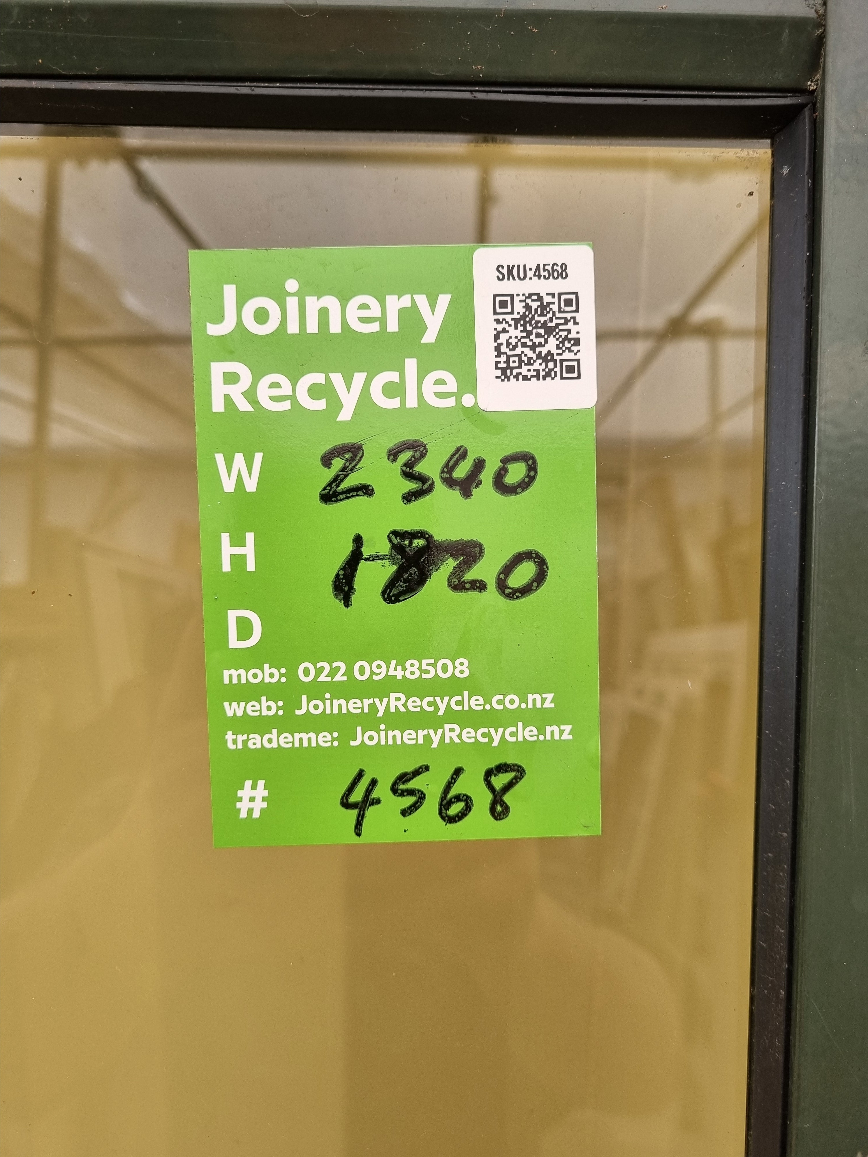 Sliding Aluminium Window Karaka Green  2340 W  x  1820 H [#4568] Joinery Recycle