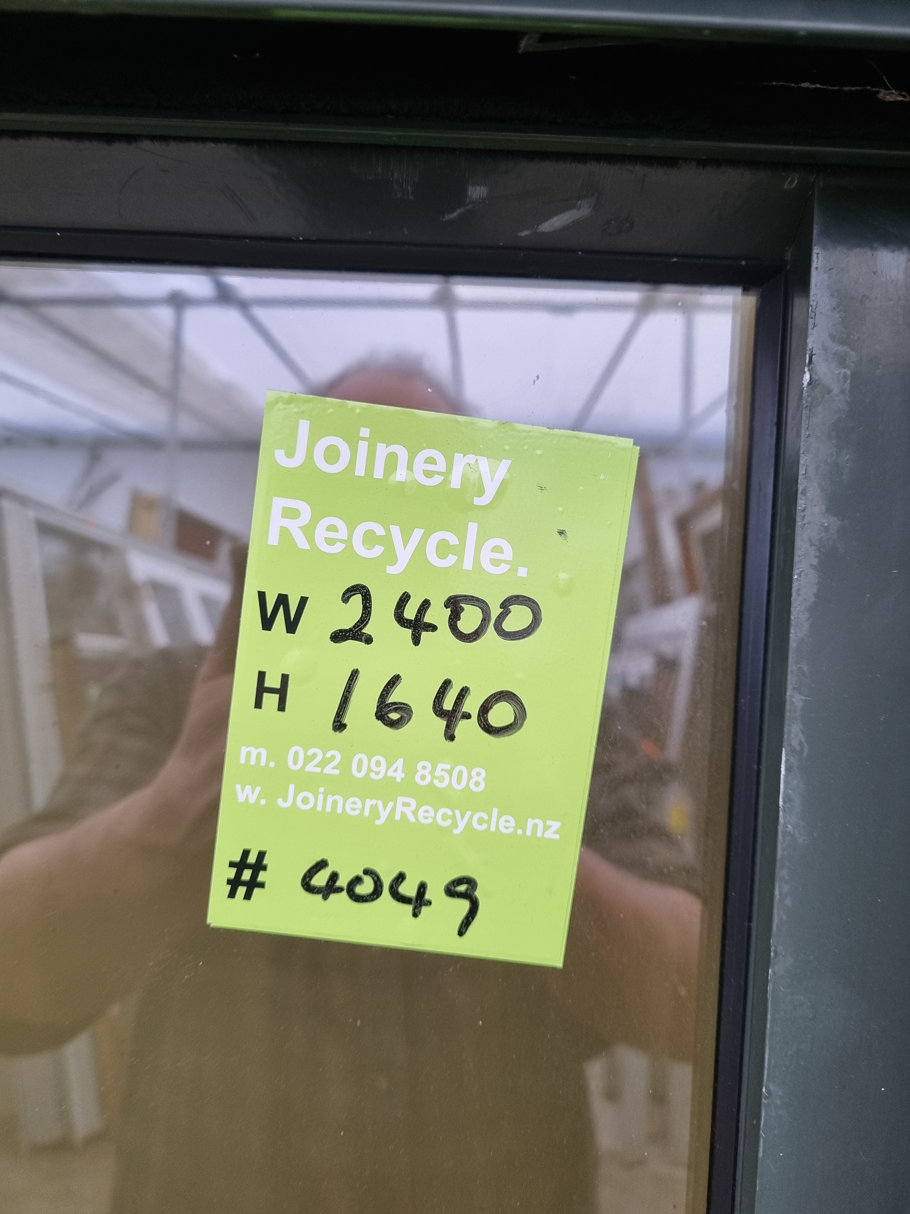Sliding Aluminium Window Karaka Green  2400 W  x  1640 H [#4049] Joinery Recycle