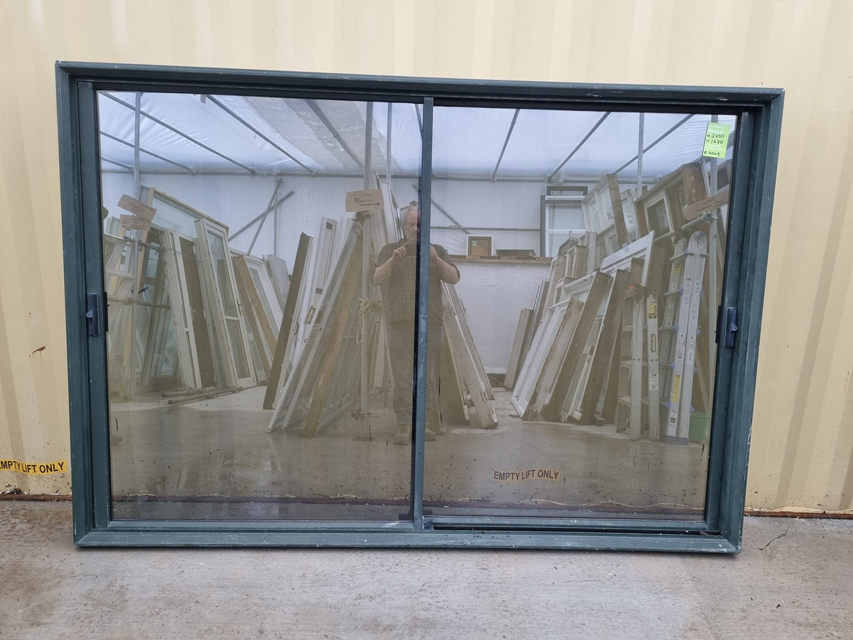 Sliding Aluminium Window Karaka Green  2400 W  x  1640 H [#4049] Joinery Recycle