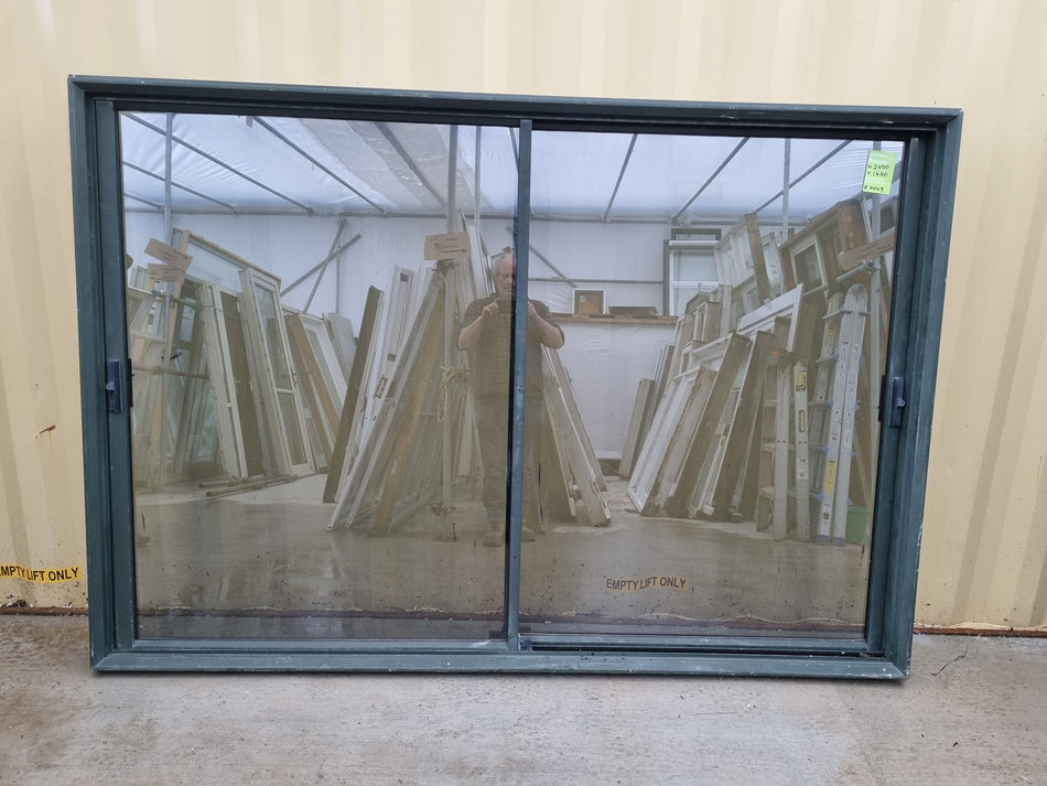 Sliding Aluminium Window Karaka Green  2400 W  x  1640 H [#4049] Joinery Recycle