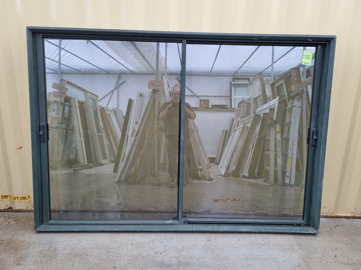 Sliding Aluminium Window Karaka Green  2400 W  x  1640 H [#4049] Joinery Recycle