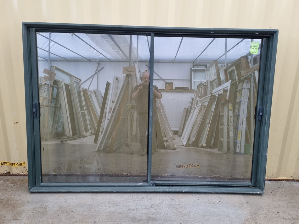 Sliding Aluminium Window Karaka Green  2400 W  x  1640 H [#4049] Joinery Recycle